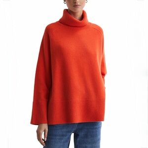 REISS Edina Wool Cashmere Blend Roll Neck Orange Sweater size M